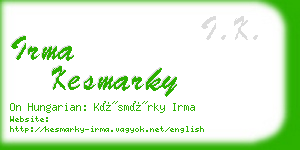 irma kesmarky business card